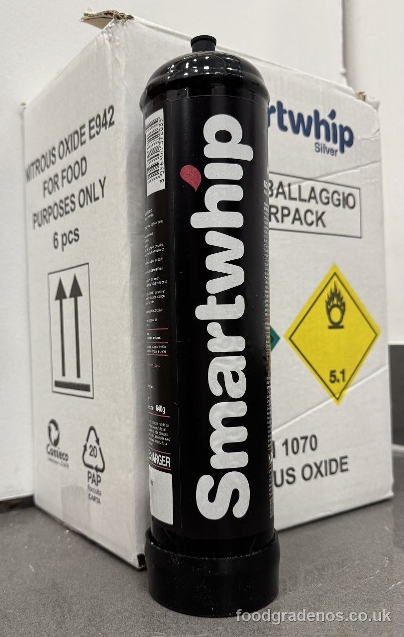 A single Smartwhip Silver food-grade nitrous oxide cylinder